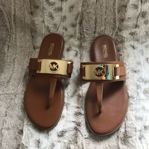 Michael Kors Leather Slide Sandals